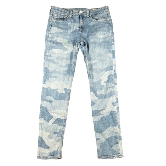 Rag‎ & Bone Womens 28 Cate Mid Rise Ankle Skinny Blue Camo Cropped Jeans - Picture 1 of 14